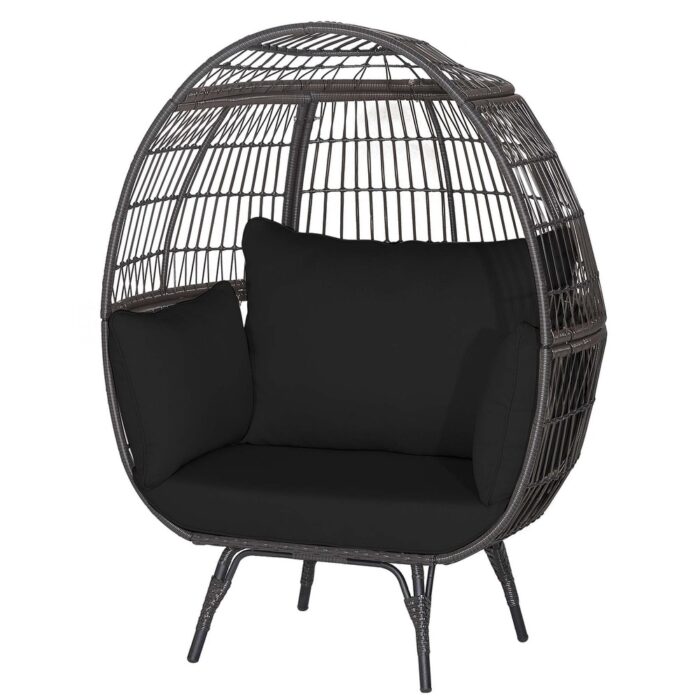 Costway Patio Oversized Rattan Wicker Egg Chair Lounge Basket 4 - 43'' x 32.5'' x 57'' (L x W x H)