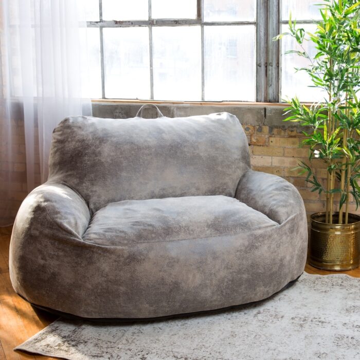 Big Joe Vegan Leather Foam Filled Bean Bag Loveseat - Image 2