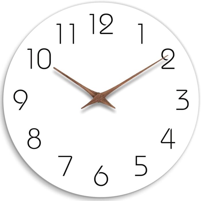 White Silent Non Ticking Wall Clocks Battery Operated - Image 2