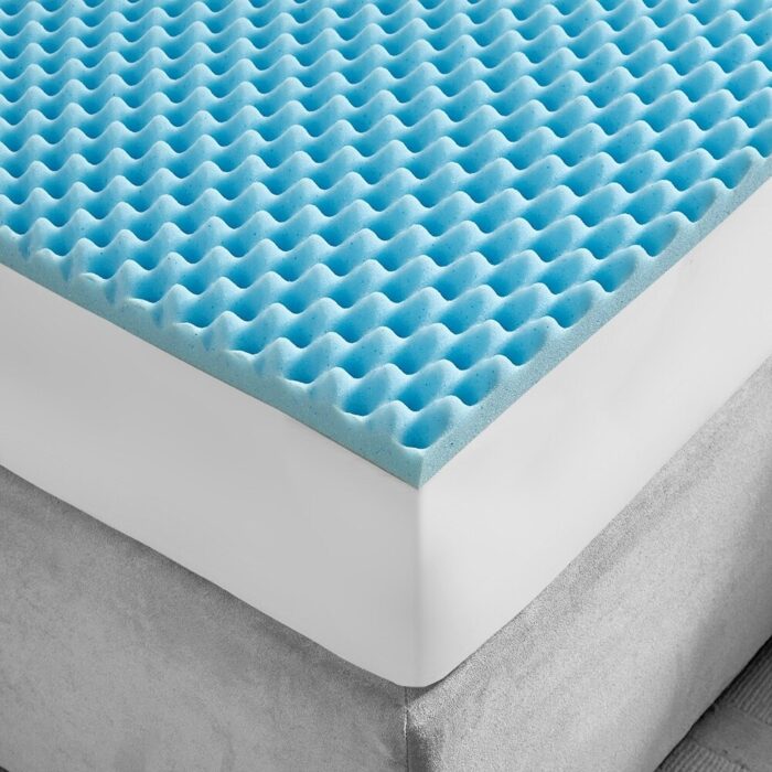Gracie Mills Mclean Cooling Gel Memory Foam Reversible Mattress Topper - Blue - Image 2