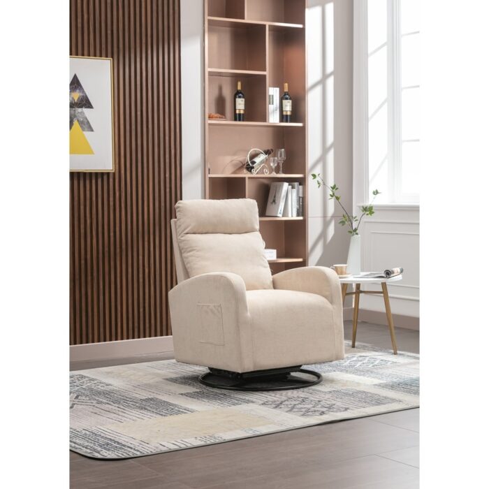 Swivel Glider Chair, Polyester Rocking Nursery, Upholstered Rocking Chair, Modern Lounge Chair for Living Room