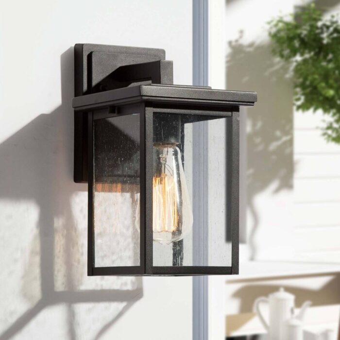 Modern Farmhouse Black 1-Light Outdoor Sconces Glass Metal Wall Lamps - Image 2