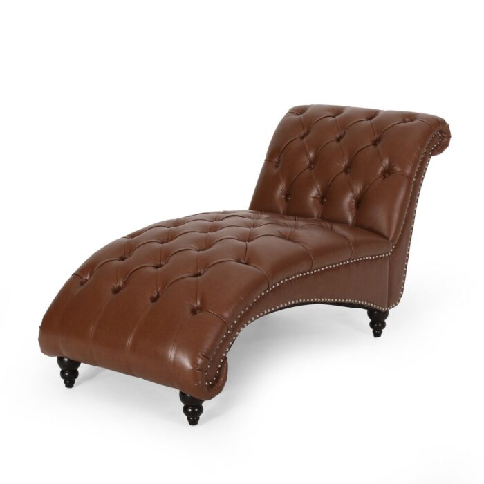 Varnell Contemporary Button Tufted Chaise Lounge by Christopher Knight Home - 64.25" L x 29.00" W x 33.75" H - Image 2