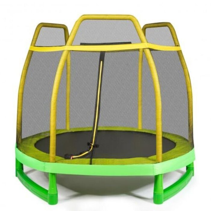 7FT Kids Trampoline W/ Safety Enclosure Net-Yellow
