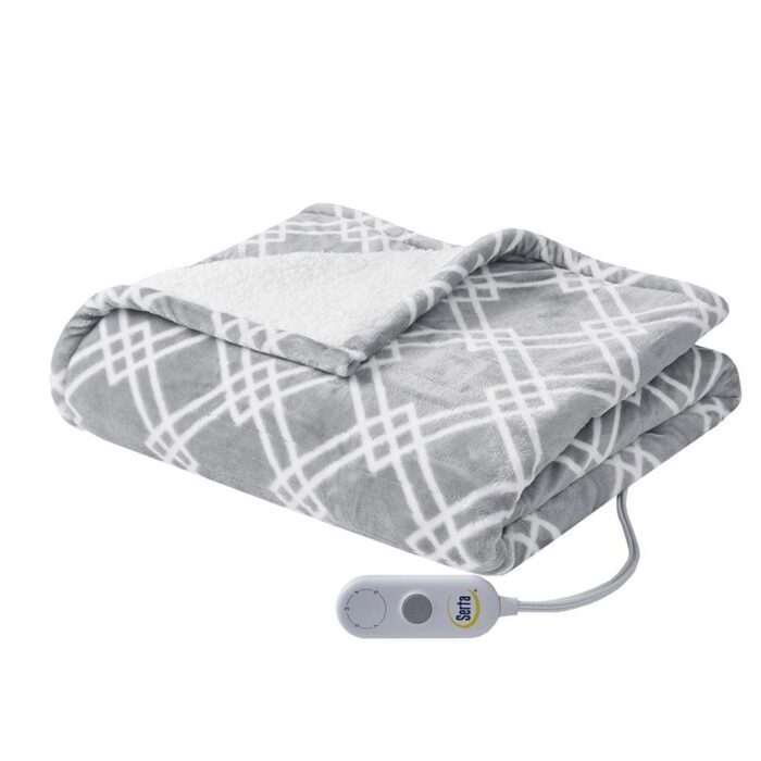 50" x 60" Printed Plush Electric Heated Throw Blanket Grey - Image 2