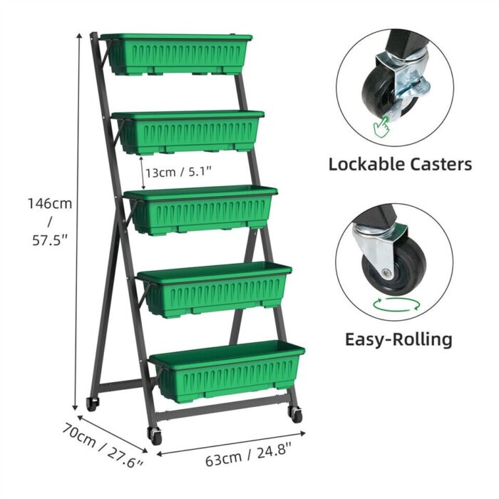 4.8ft Vertical Raised Garden Bed with 5 Food-Safe Planters - Image 2