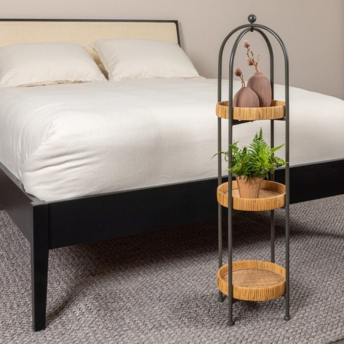 Arched Metal Plant Stand or Shelf with Removable Rattan Trays - 11.0"L x 11.0"W x 41.8"H - Image 2