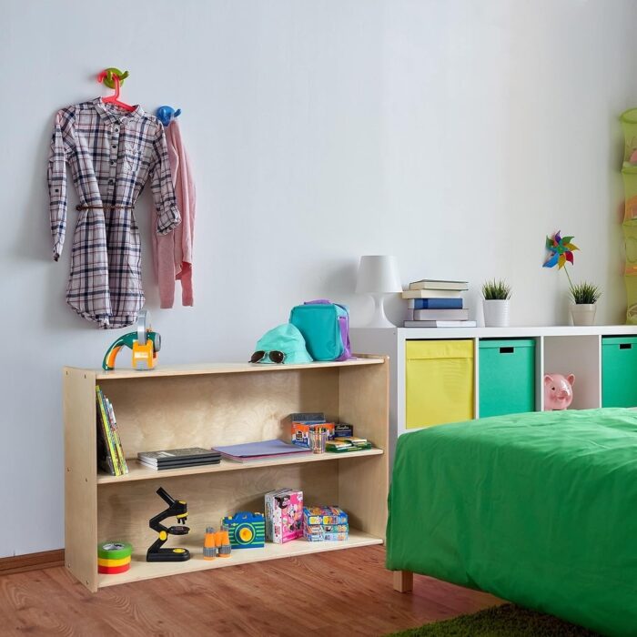 RRI Goods 2-Shelf Montessori Bookshelf, 46.75" W Horizontal Bookshelves for Toddlers, Wooden Kid Storage Organizer