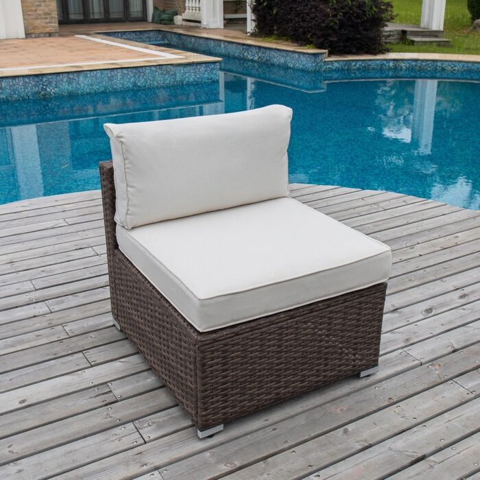 COSIEST PE Wicker Outdoor Armless Chair