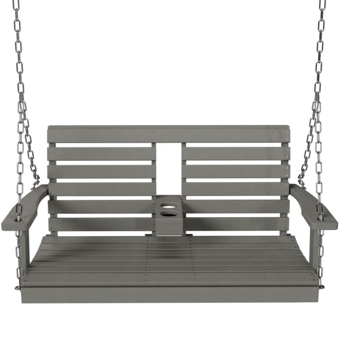HDPE Plastic Outdoor Porch Swing 2-Person With Chains - Image 2