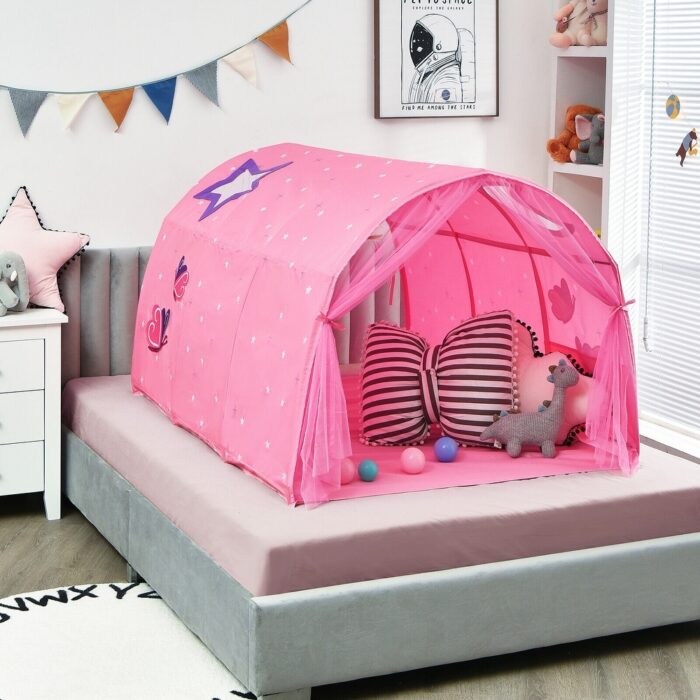 Kids Bed Tent Play Tent Portable Playhouse Twin Sleeping w/ Carry Bag