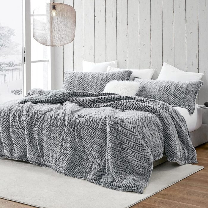 Cozy Peaks - Coma Inducer® Oversized Comforter Set - Chevron Frosted Black