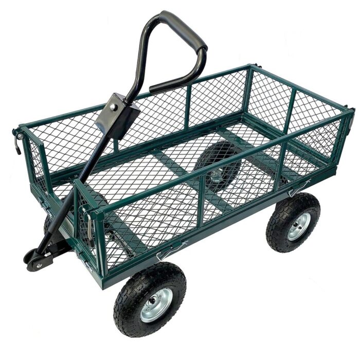 Steel Mesh Garden-Greenhouse Wagon with Foam Wheels - 40"L x 20"W x 22"H, 40lbs