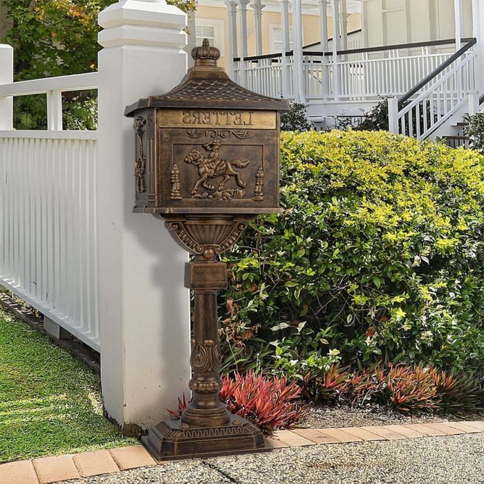 Aluminum Locking Mailbox with Post, Outside Weatherproof Mail Box - 45.5"T X 16.5"W - Image 2