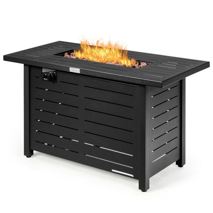 Gymax 42'' Rectangular Propane Gas Fire Pit 60,000 Btu Heater Outdoor