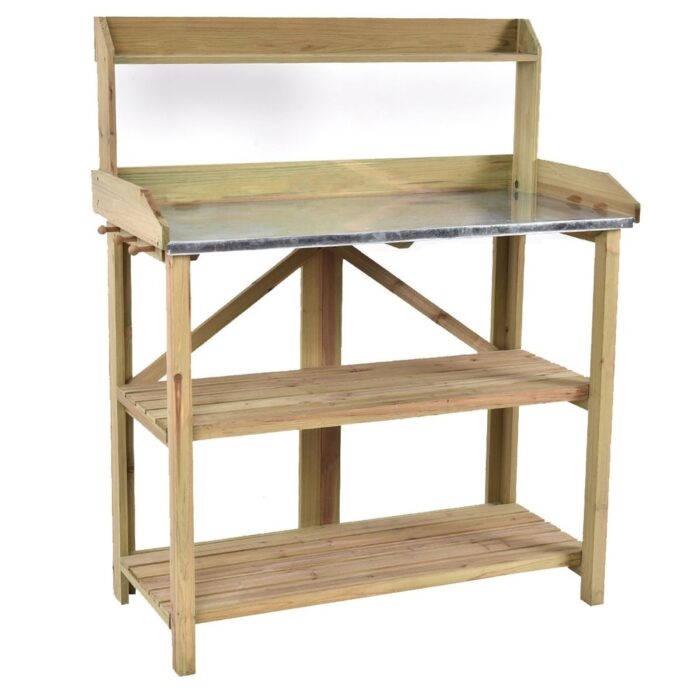 Garden Wooden Plant Bench Work Station - 41.5" x 19.5" x 48" (L x W x H) - Image 2