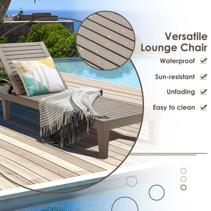 Gymax Patio Outdoor Chaise Lounge Chair Recliner w/ Adjustable - See Details - Image 2