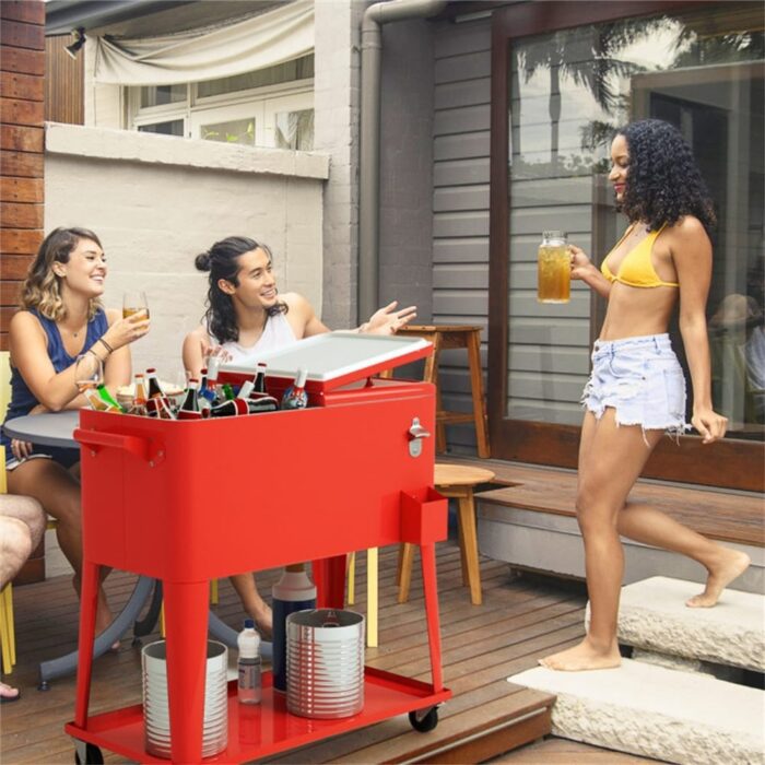 Red Outdoor Portable Mobile Ice Chests Beer Cola Cooler