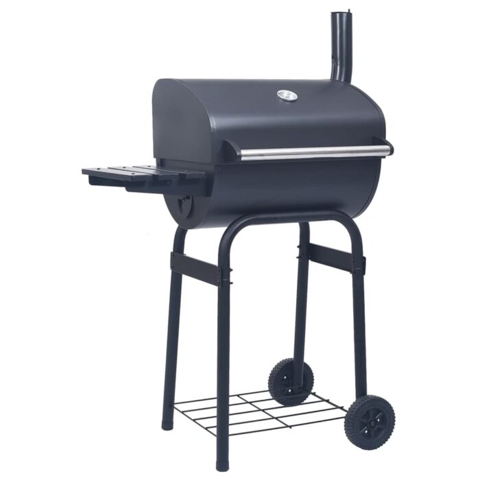 vidaXL Charcoal BBQ Grill Smoker with Bottom Shelf Black - 29.5" x 18.9" x 47.2"