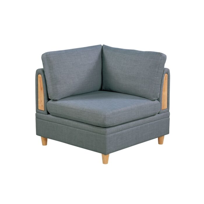 Corner Sofa Polyester Fabric Chaise Lounges Accent Chairs Casual Club Chairs Arm Chairs with Wood Legs for Living Room
