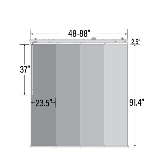 InStyleDesign Pier White 4-Panel Single Rail Panel Track / Room Divider / Blinds 48"-88"W, Panel width 23.5" - Image 2