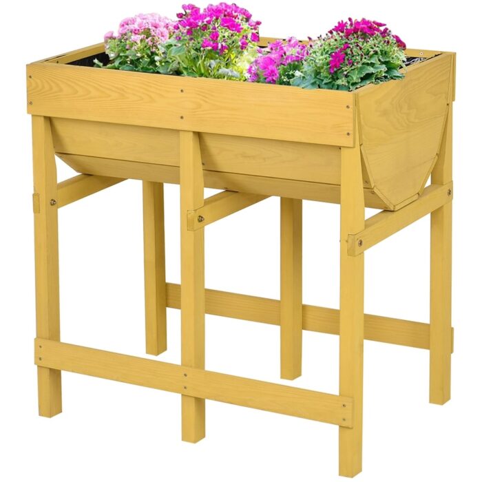 Wooden Planter Raised Bed Free Standing Vegetable Flower Planting Box