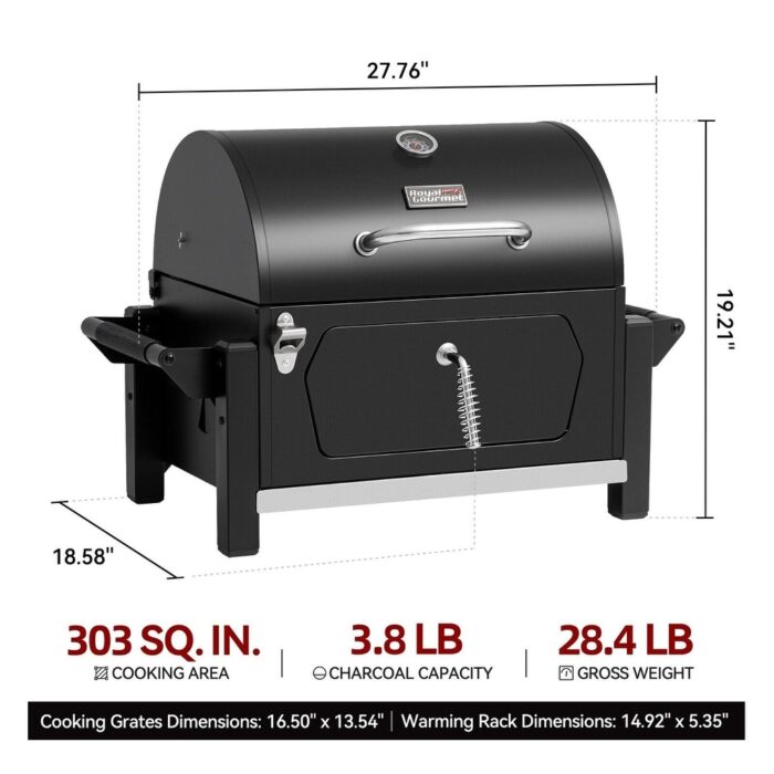 Portable Outdoor Tabletop Charcoal Grill with Side Handle - Image 2