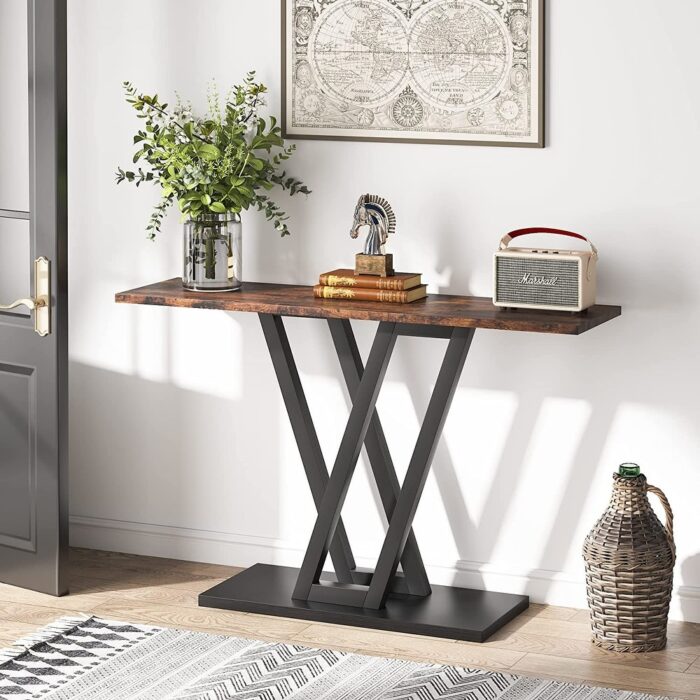 Industrial Console Table for Entryway Narrow Sofa Table Living Room