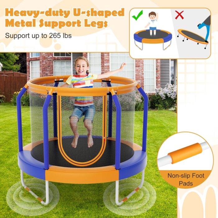 Mini Trampoline with Enclosure and Heavy-duty Metal Frame-Orange - 48" x 39.5" (Dia. x H)