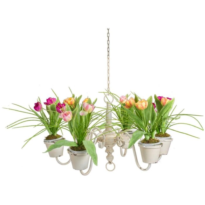 A&B Home Iron Flower Pot Chandelier with 23.8" Chain