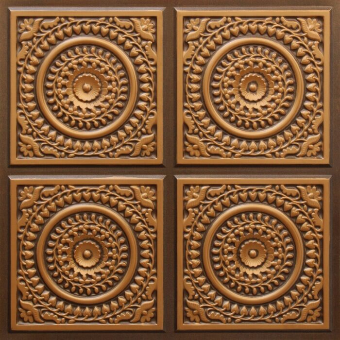Dundee Deco Victorian Patchwork Antique Gold Glue Up, PVC 3D Decorative Ceiling Tiles