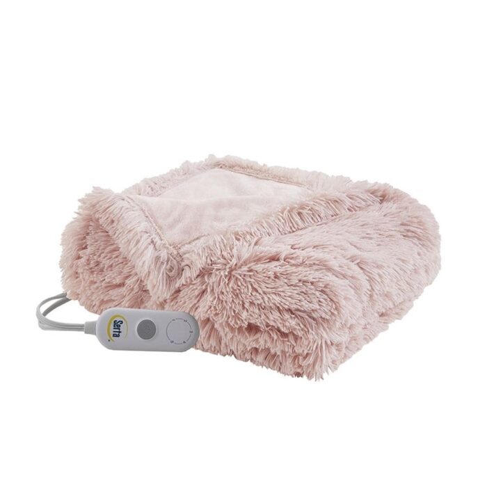 50" x 60" Faux Fur Electric Heated Throw Blanket Blush - Image 2