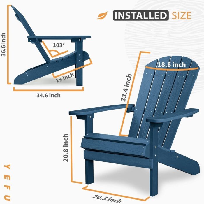 WINSOON All Weather HIPS Outdoor Plastic Adirondack Chairs Set of 2 - Image 2