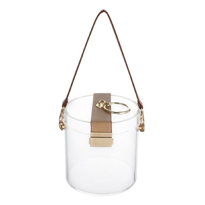 A&B Home Acrylic Box with Leather Strap - Clear/Tan - Image 2