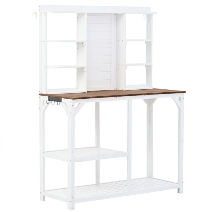 Large Outdoor Garden Potting Table With Shelves And Side Hook
