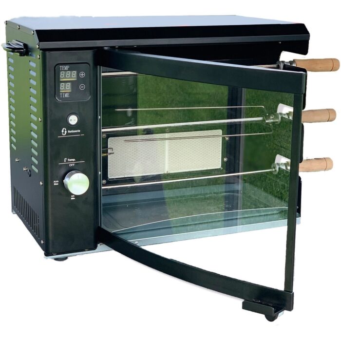 Brazilian Flame Brazilian Gas Rotisserie Grill with 3 Skewers in Black