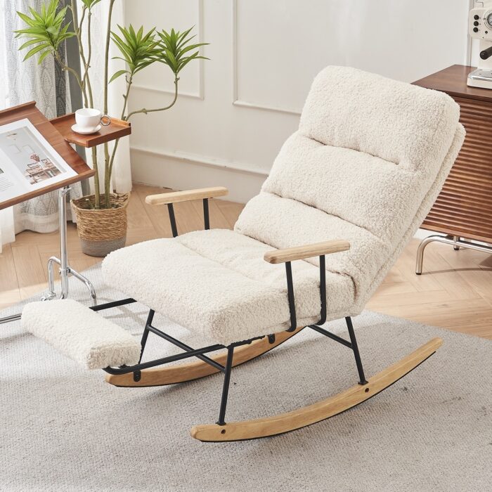 Modern Teddy Gliding Rocking Chair with High Bac for Living Room