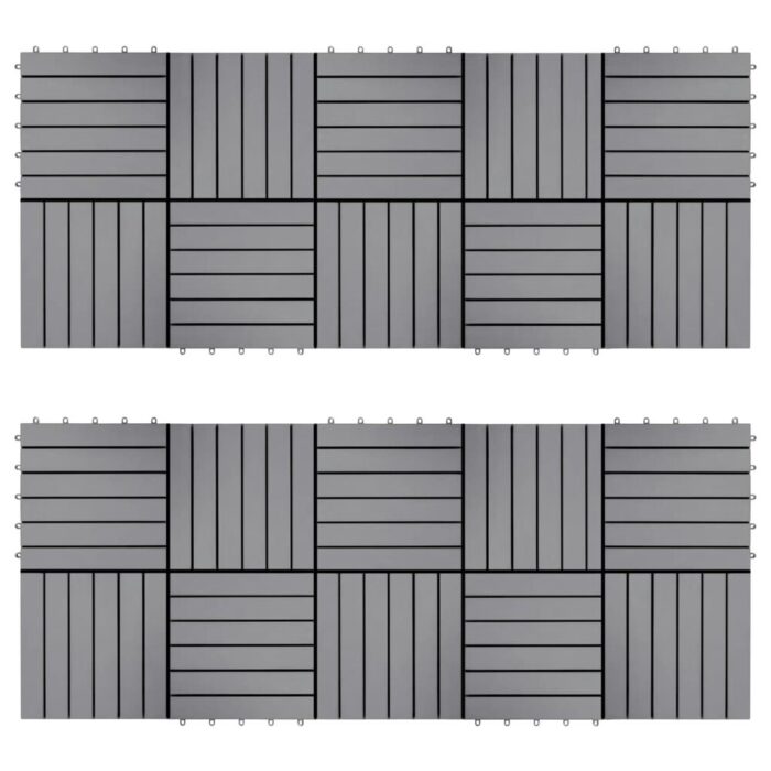 vidaXL Decking Tiles 20 pcs Gray Wash 11.8"x11.8" Solid Acacia Wood - Image 2
