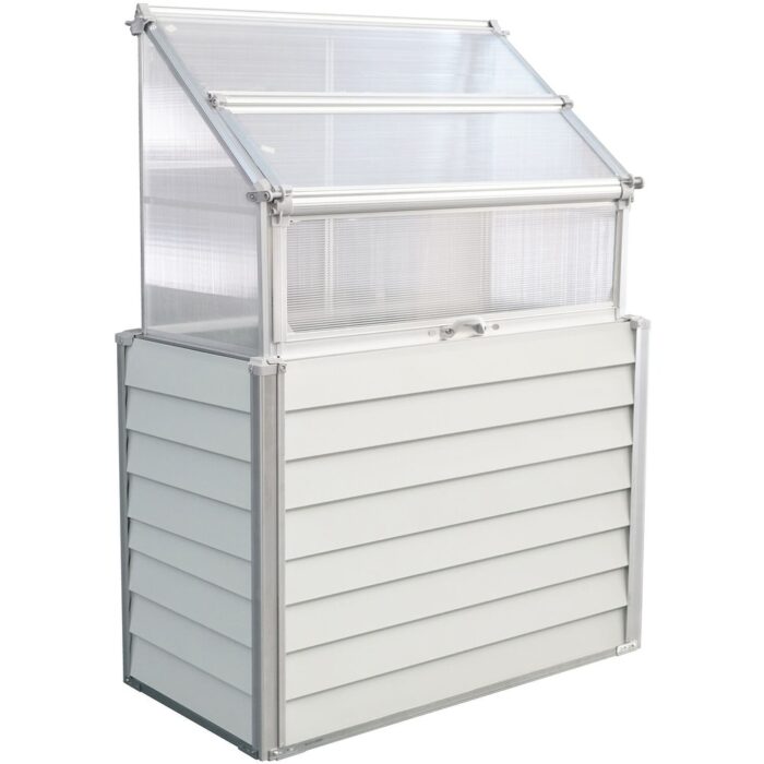 Hanover 5.5-Ft. Elevated Compact Greenhouse with Single Garden Bed and Hidden Storage for Backyard, Patio, Deck, or Balcony
