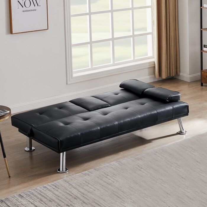 Convertible Folding Loveseat Sleeper Sofa Bed With Cup Holders,2 Seat - Image 2
