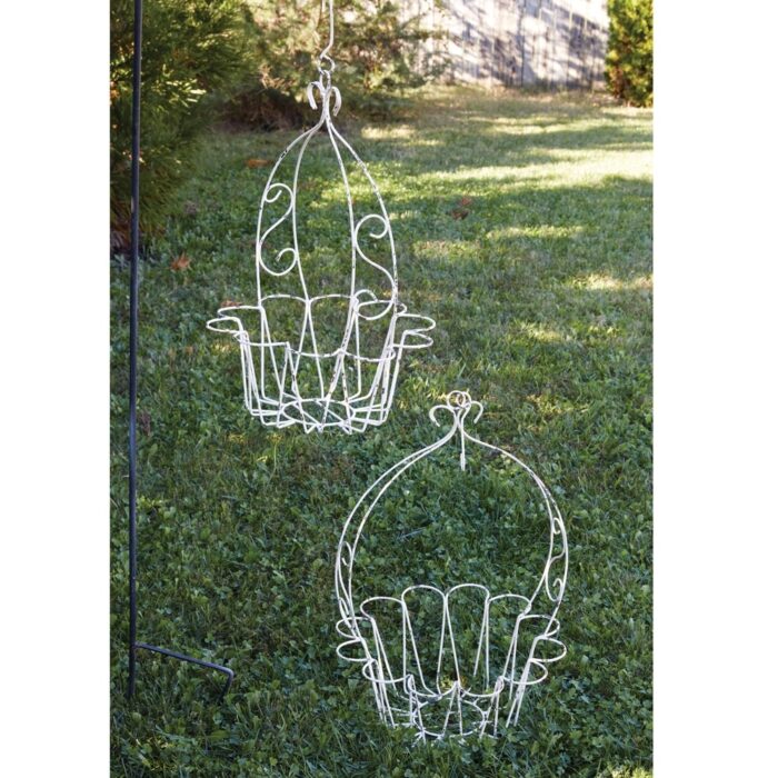 Set of Two Wire Flower Hanging Baskets - Box of 2 - 17¾'' dia. x 26½''H - Image 2