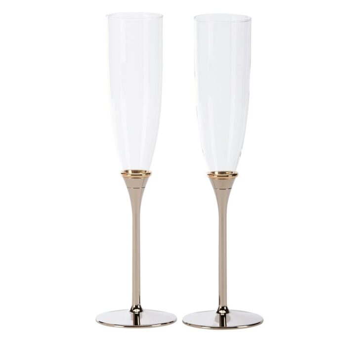 Gold Ring Toasting Flutes, Pair, 10" H - 10" H