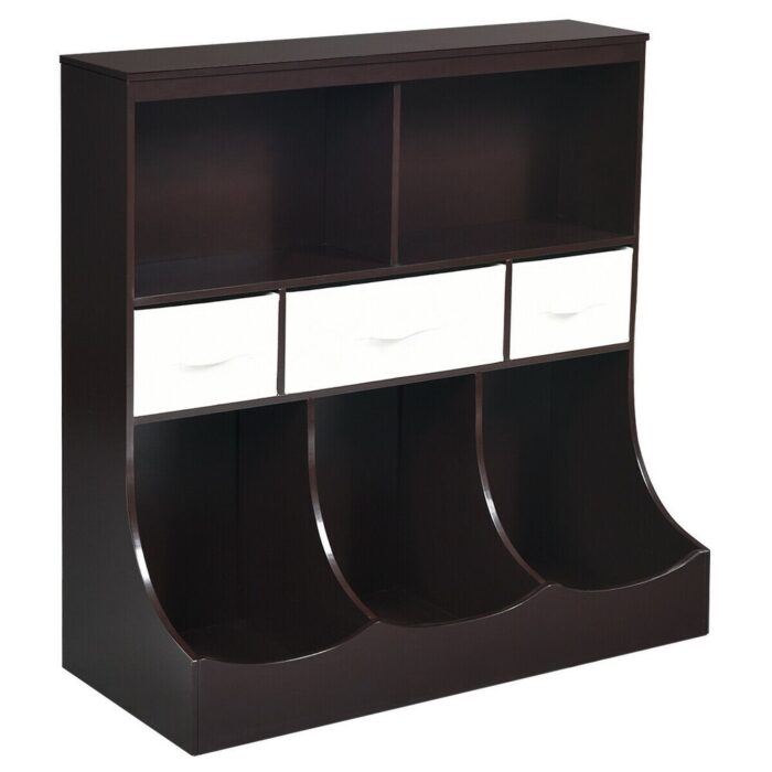 Freestanding Combo Cubby Bin Storage Organizer Unit with 3 Baskets - 37" x 16" x 37" (L x W x H)