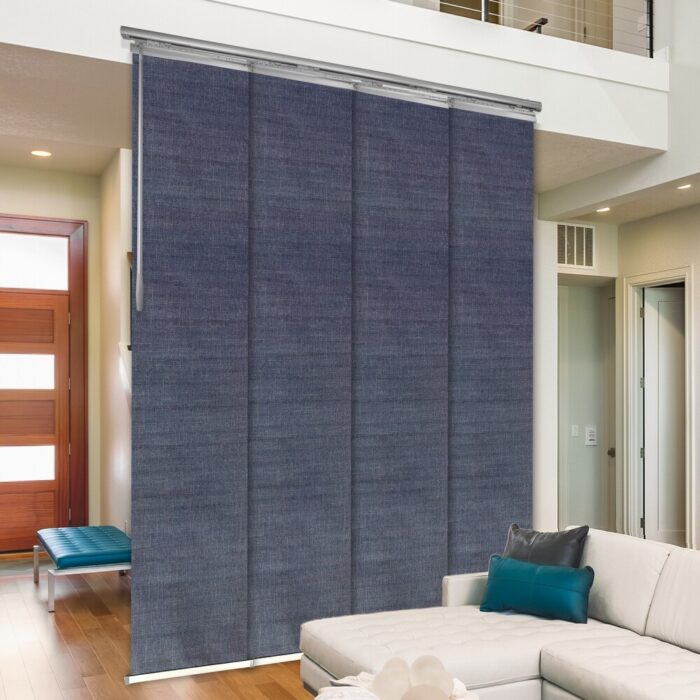 InStyleDesign Prussian Blue 4-Panel Single Rail Panel Track / Room Divider / Blinds 34"-57"W x 91.4"H, Panel width 15.75"