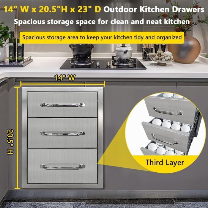 14 x 20.5 Inch Outdoor Kitchen Drawers - 14"*20.5" - Image 2
