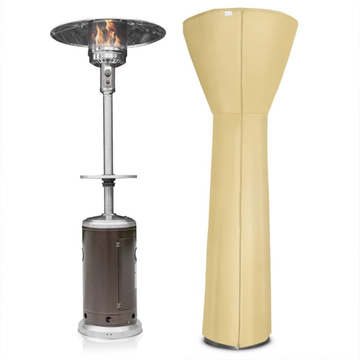 BELLEZE 48000BTU Patio Heater Bronze Steel W/Table 2 Sides Black Cover