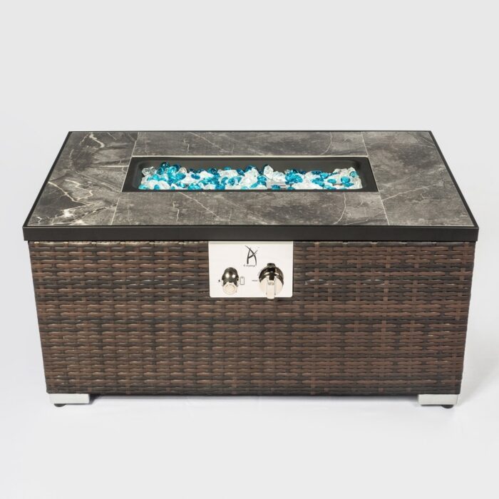Outdoor Rattan 40,000BTU Propane Gas Fire Pit Table - Image 2