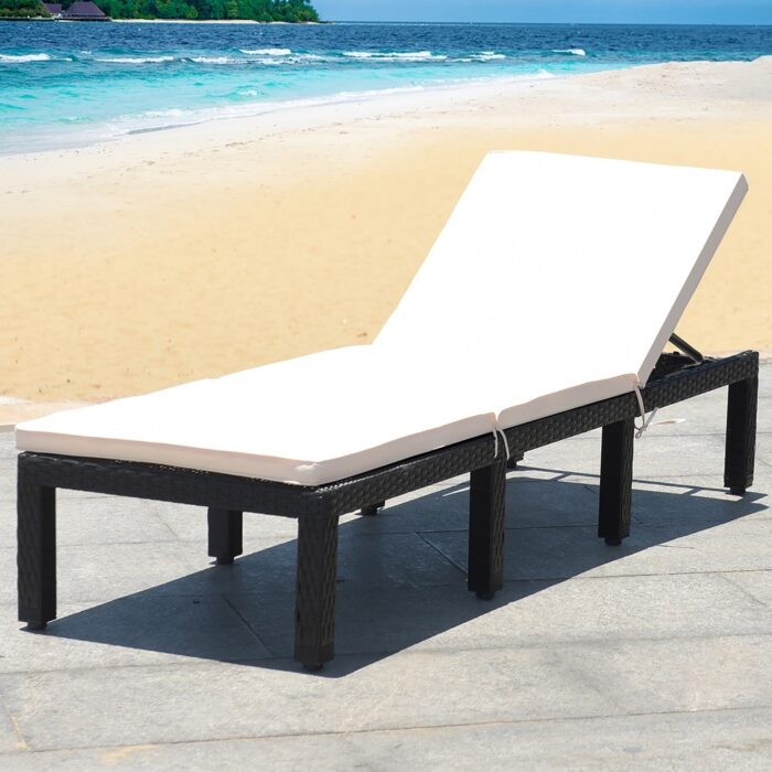 Outdoor Chaise Lounge Chair Adjustable Rattan Recliner Chair