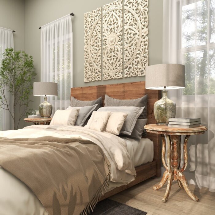 Brown Wood Accent Table with Distressed Accents - Image 2