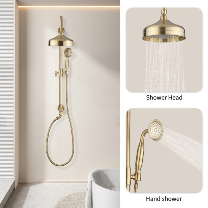8" Rain Showerhead System with Rain Showerhead and Hand Shower - Image 2